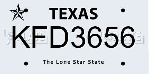 KFD3656 Texas License Plate