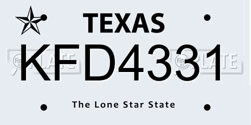 KFD4331 Texas License Plate
