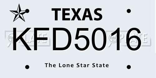 KFD5016 Texas License Plate