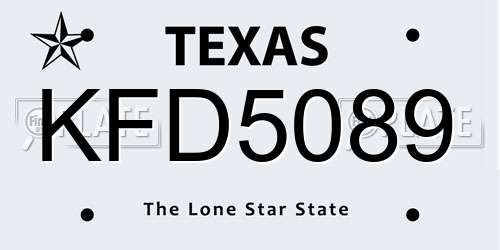 KFD5089 Texas License Plate