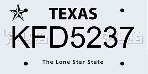 KFD5237 Texas License Plate
