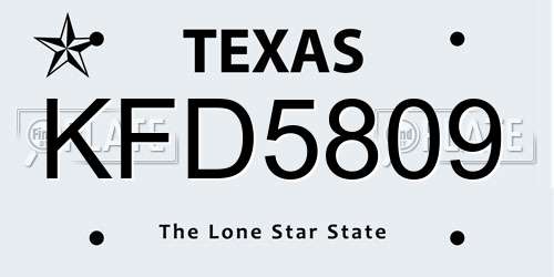 KFD5809 Texas License Plate