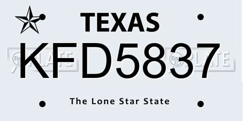 KFD5837 Texas License Plate