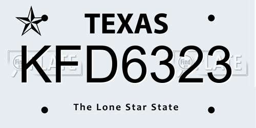 KFD6323 Texas License Plate