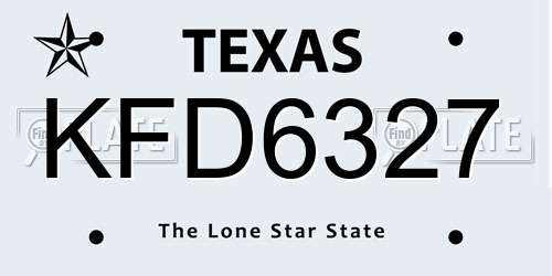 KFD6327 Texas License Plate