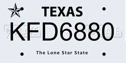 KFD6880 Texas License Plate
