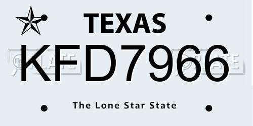 KFD7966 Texas License Plate