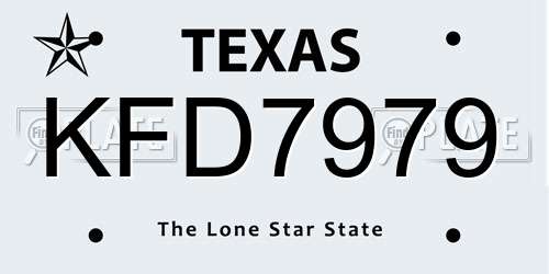 KFD7979 Texas License Plate