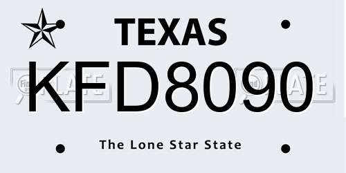 KFD8090 Texas License Plate