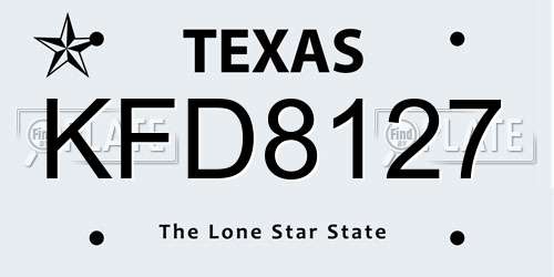 KFD8127 Texas License Plate