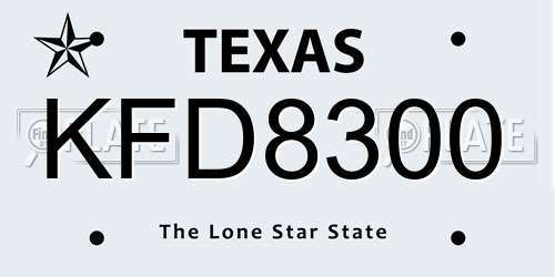 KFD8300 Texas License Plate