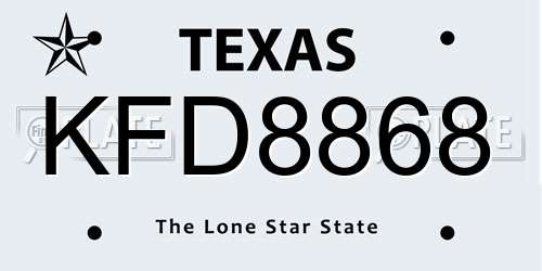 KFD8868 Texas License Plate