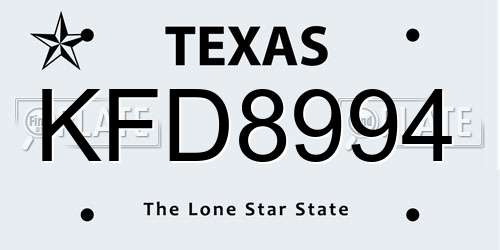 KFD8994 Texas License Plate