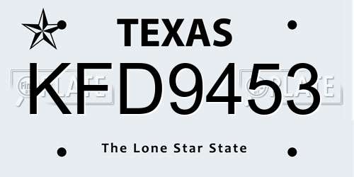 KFD9453 Texas License Plate