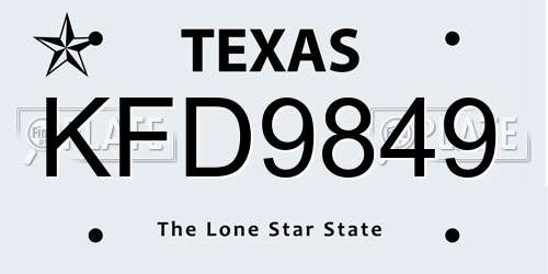 KFD9849 Texas License Plate