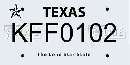 KFF0102 Texas License Plate