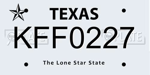 KFF0227 Texas License Plate