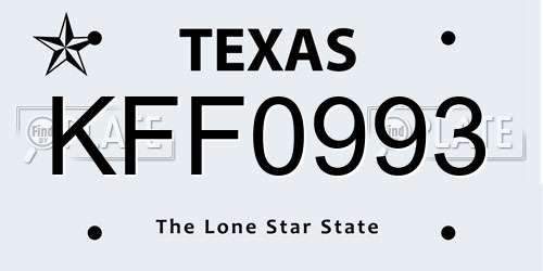 KFF0993 Texas License Plate