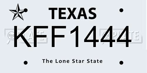 KFF1444 Texas License Plate