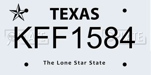 KFF1584 Texas License Plate