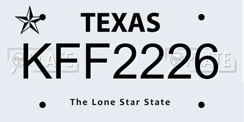 KFF2226 Texas License Plate