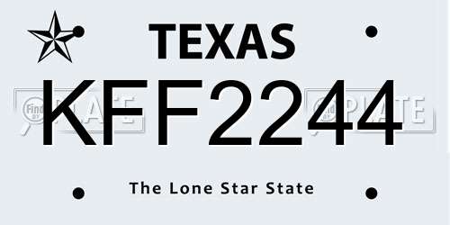 KFF2244 Texas License Plate