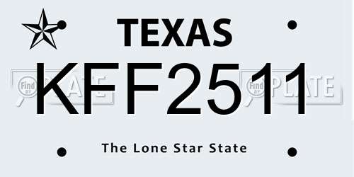 KFF2511 Texas License Plate
