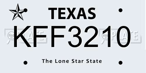 KFF3210 Texas License Plate