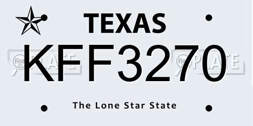 KFF3270 Texas License Plate