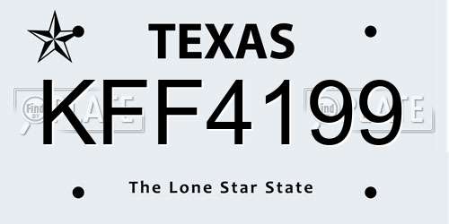 KFF4199 Texas License Plate
