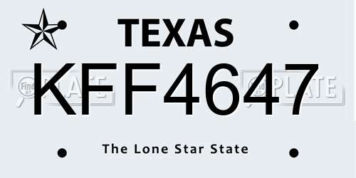 KFF4647 Texas License Plate