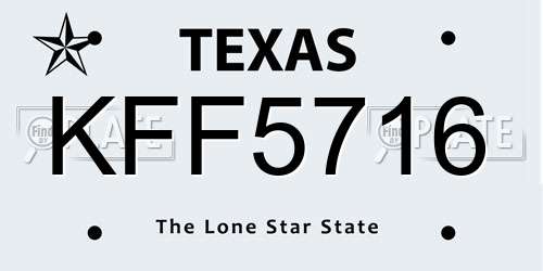 KFF5716 Texas License Plate
