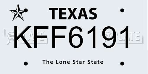 KFF6191 Texas License Plate