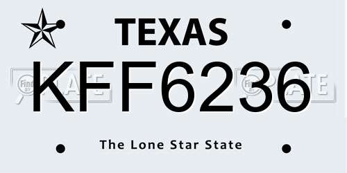 KFF6236 Texas License Plate