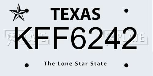 KFF6242 Texas License Plate
