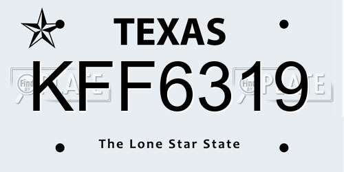 KFF6319 Texas License Plate