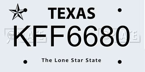 KFF6680 Texas License Plate