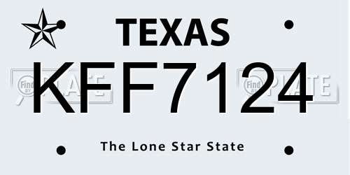 KFF7124 Texas License Plate