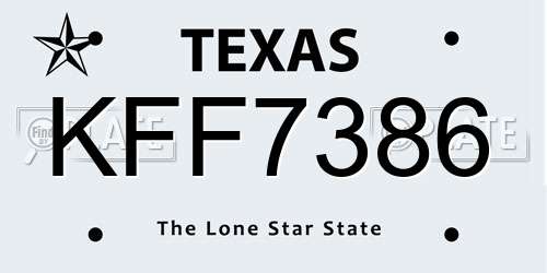 KFF7386 Texas License Plate