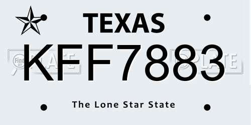 KFF7883 Texas License Plate