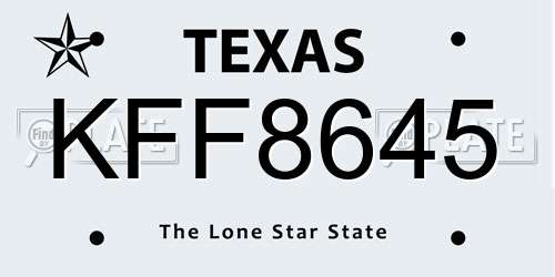 KFF8645 Texas License Plate