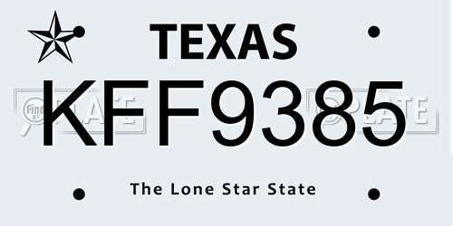 KFF9385 Texas License Plate