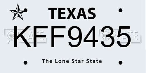 KFF9435 Texas License Plate