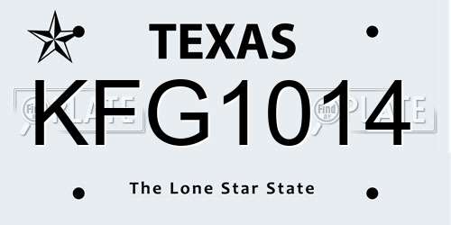 KFG1014 Texas License Plate