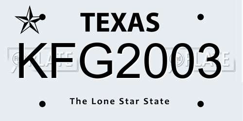 KFG2003 Texas License Plate