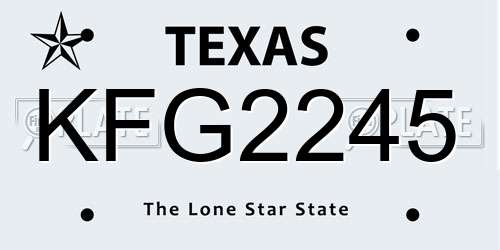 KFG2245 Texas License Plate