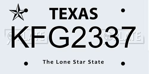 KFG2337 Texas License Plate