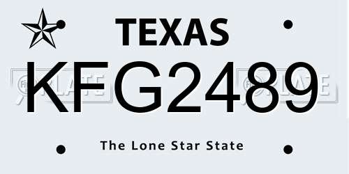 KFG2489 Texas License Plate