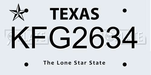 KFG2634 Texas License Plate