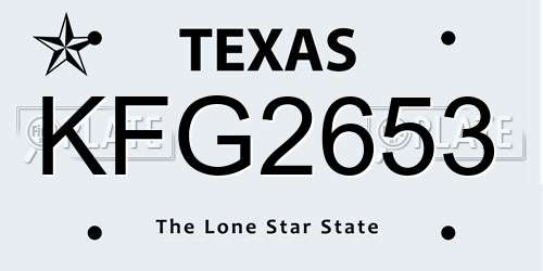 KFG2653 Texas License Plate